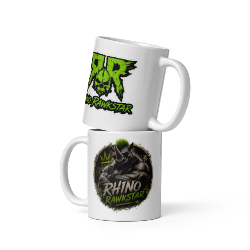 Rhino Rawkstar White Glossy Mug