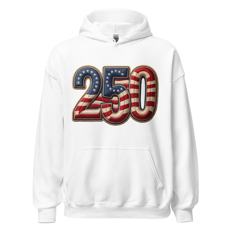 USA 250 | 250 Unisex Hoodie – XL, White