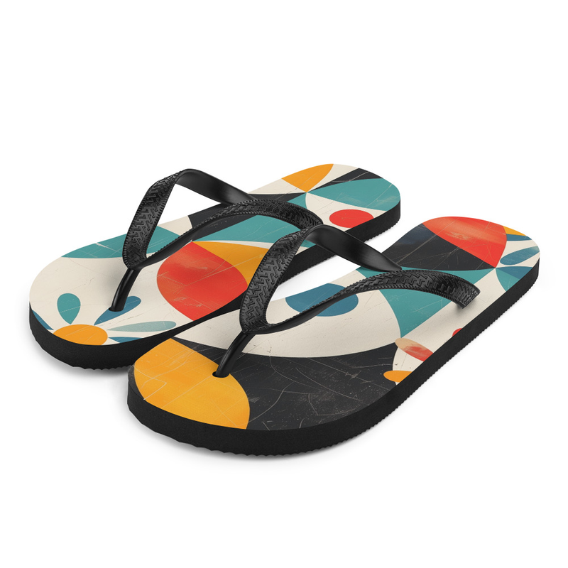 Mid-century Festival Flip-Flops Home or Outdoor Slippers