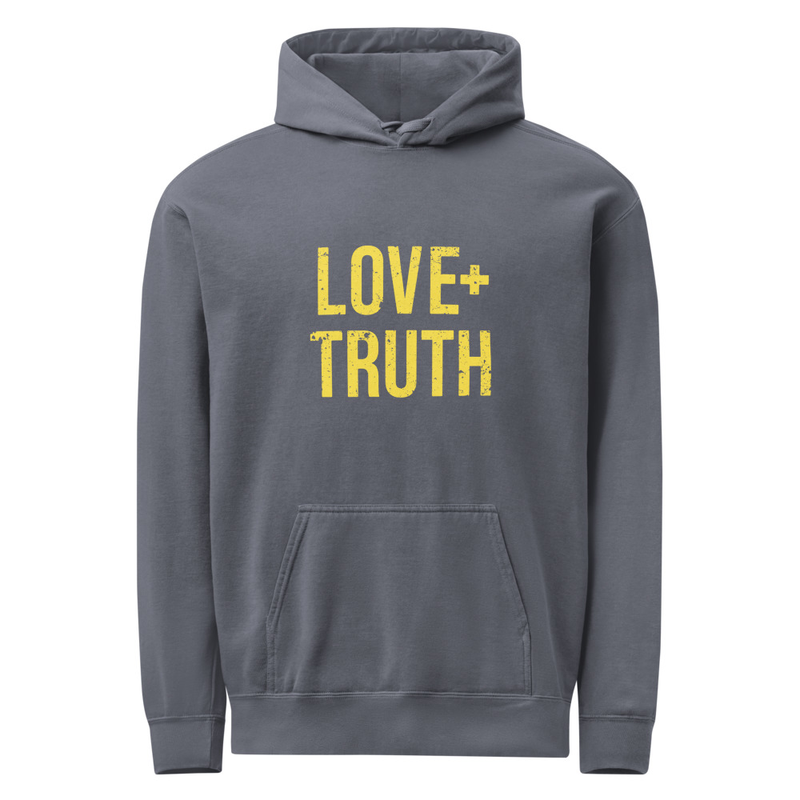 Vintage "Love+Truth" Hoodie | Denim Blue (Yellow logo)