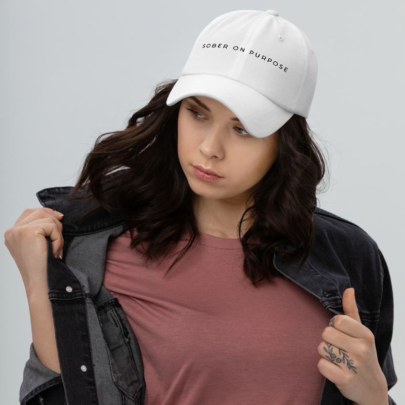 Sober on Purpose Dad Hat // White hat