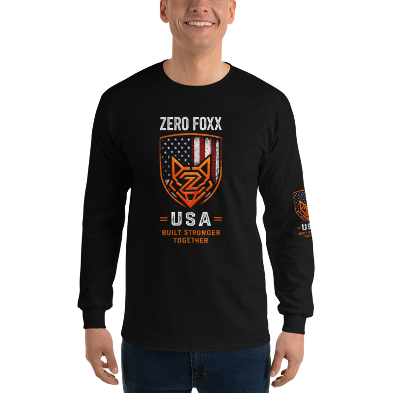 American Flag — Stronger Together Shield | Long Sleeve Shirt — Black / S
