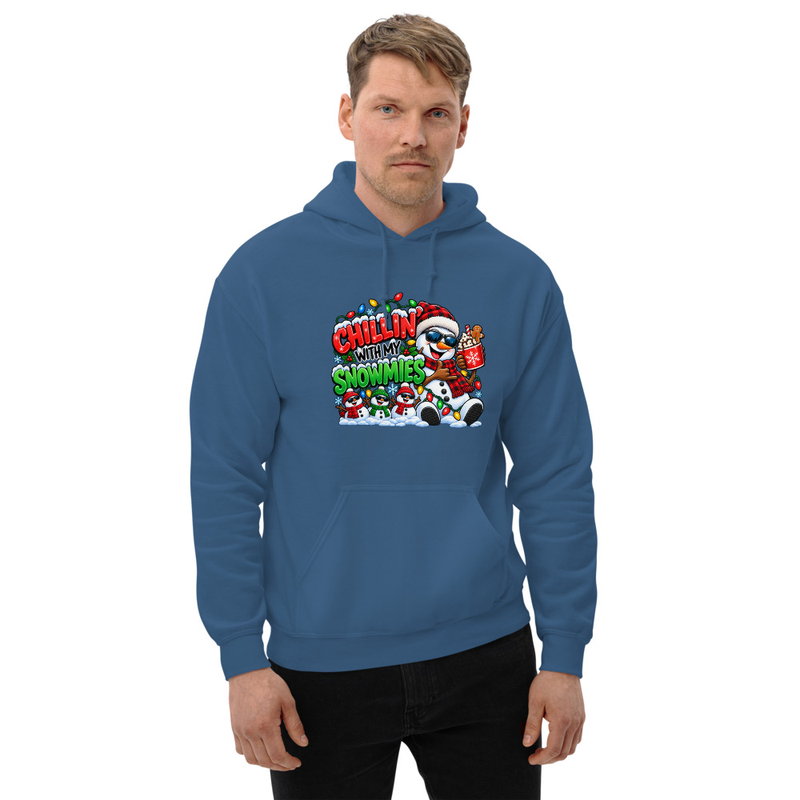 Chililn with my Snowmees Unisex Hoodie – S, Indigo Blue