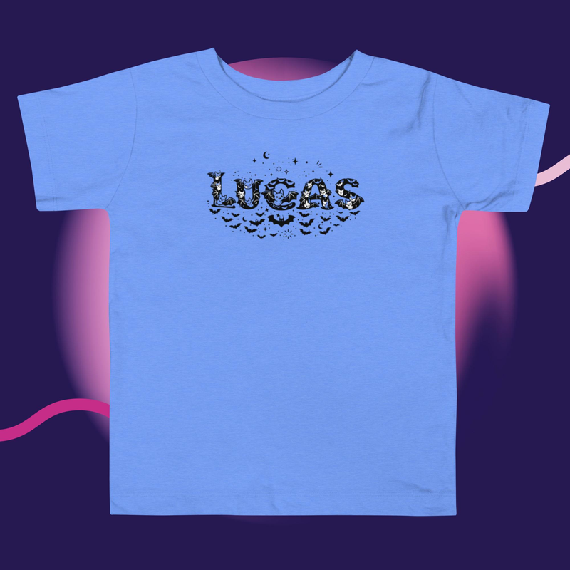 Lucas bat Toddler Short Sleeve Tee – 2T, Heather Columbia Blue