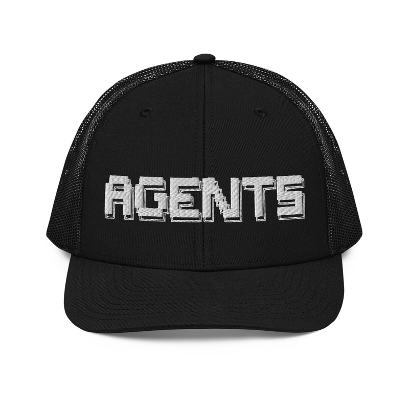 Black AGENTS embroidered trucker hat