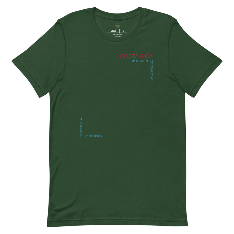Costa Rica Rivers Map and Coordinates Unisex t-shirt view 5