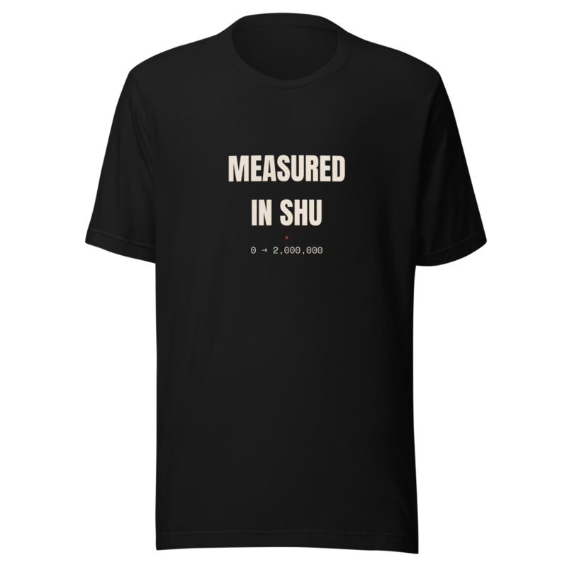 MEASURED IN SHU Tee mockup