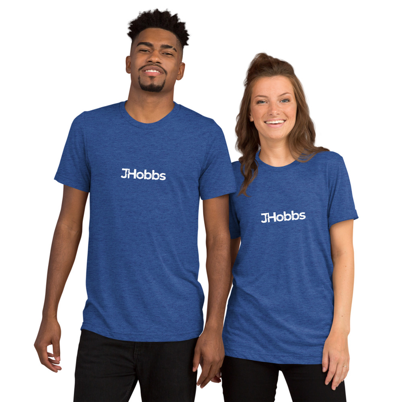 White JHobbs Logo Adult Tri-Blend Short sleeve t-shirt – 3XL, True Royal Triblend