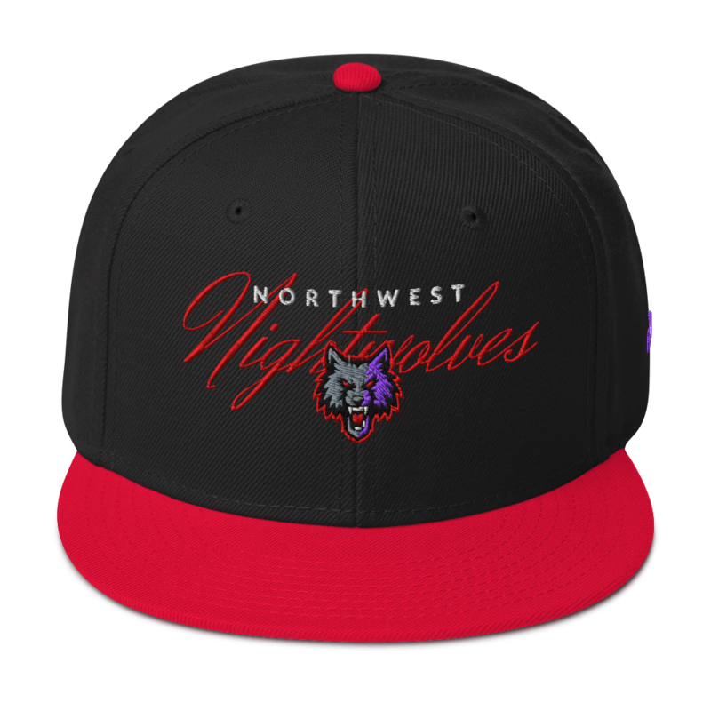 Northwest Nightwolves - Snapback Script Hat – One size, Red / Black / Black
