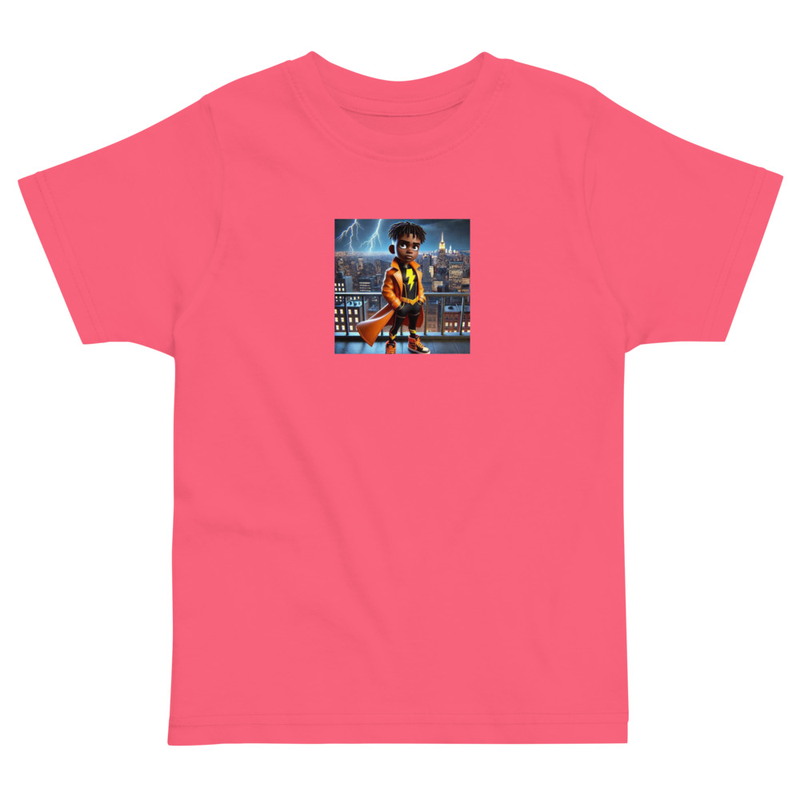 Toddler Jay city background jersey t-shirt – 5/6, Hot Pink