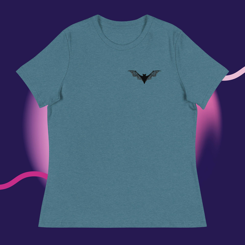 Floral Bat Women's Relaxed T-Shirt – XL, Heather Deep Teal