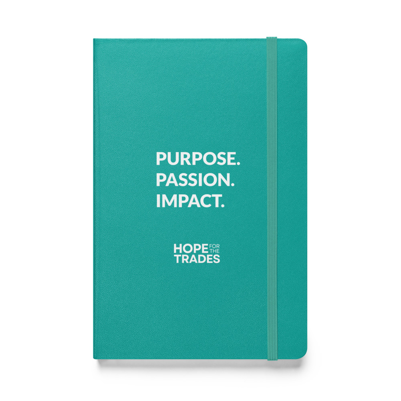 HFTT Hardcover Notebook (5.5"×8.5") | Purpose. Passion. Impact. (Dark Colorways) – 5.5″×8.5″, Turquoise