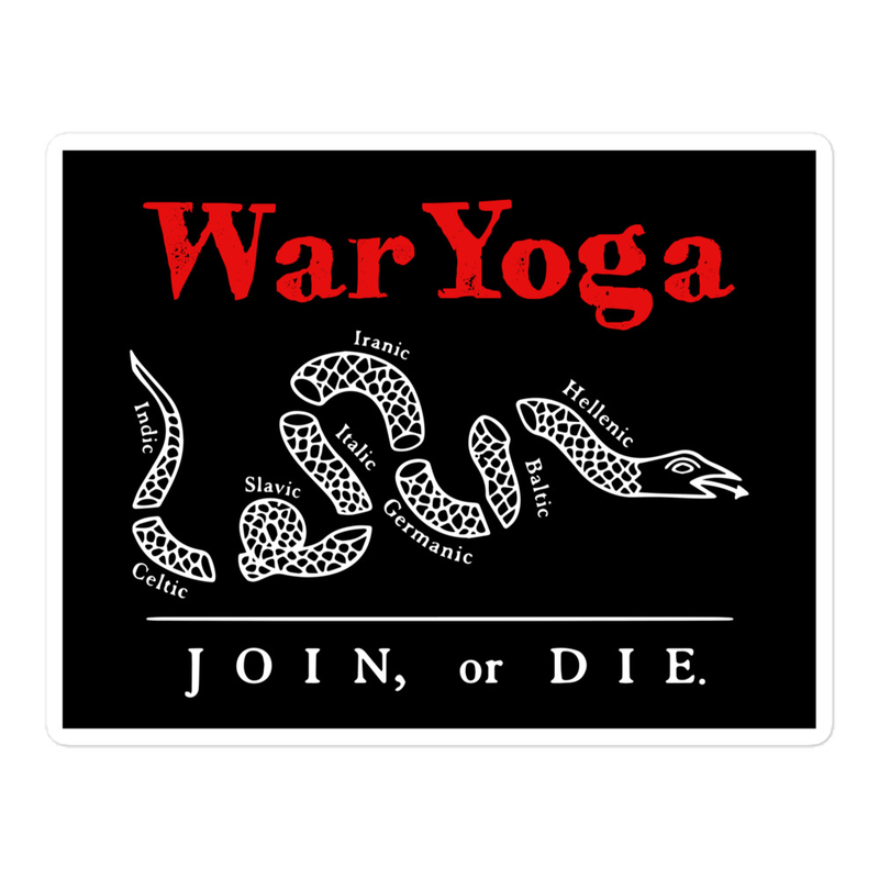 WarYoga Indo-European Join, or Die sticker – 5.5″×5.5″, White