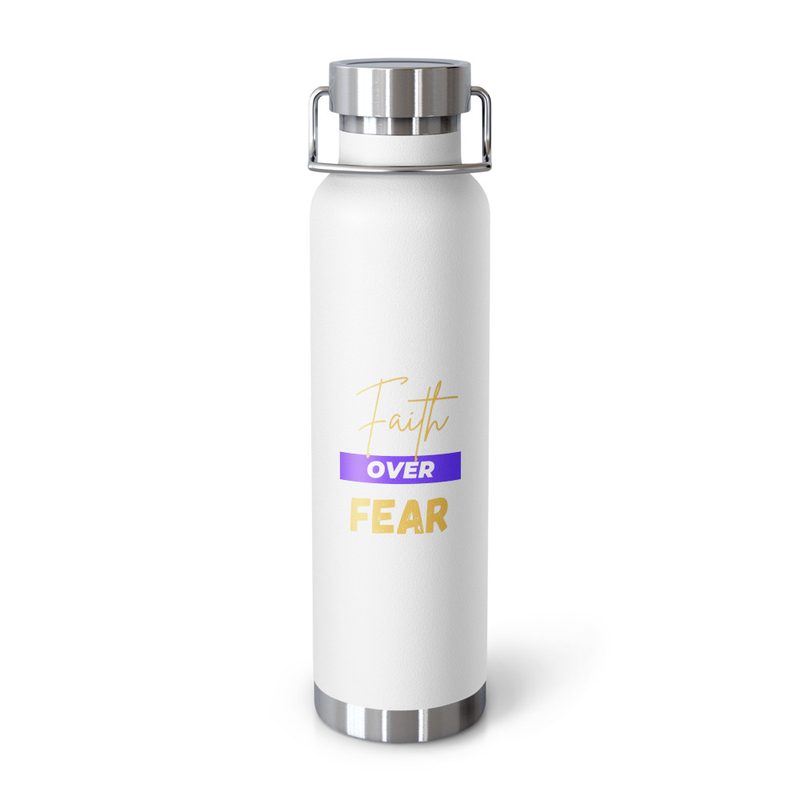 Faith Over Fear Copper Vacuum Insulated Bottle (22oz) – 22oz, White