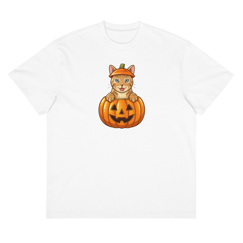 Serengeti Cat Jack-o-Lantern Men's Box Tee