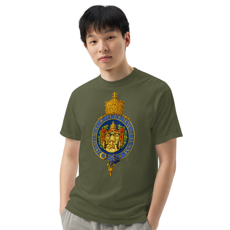 Unisex RTV-HC-0002 - Crowned Ethiopian Imperial Heraldic Emblem garment-dyed heavyweight t-shirt – 2XL, Hemp