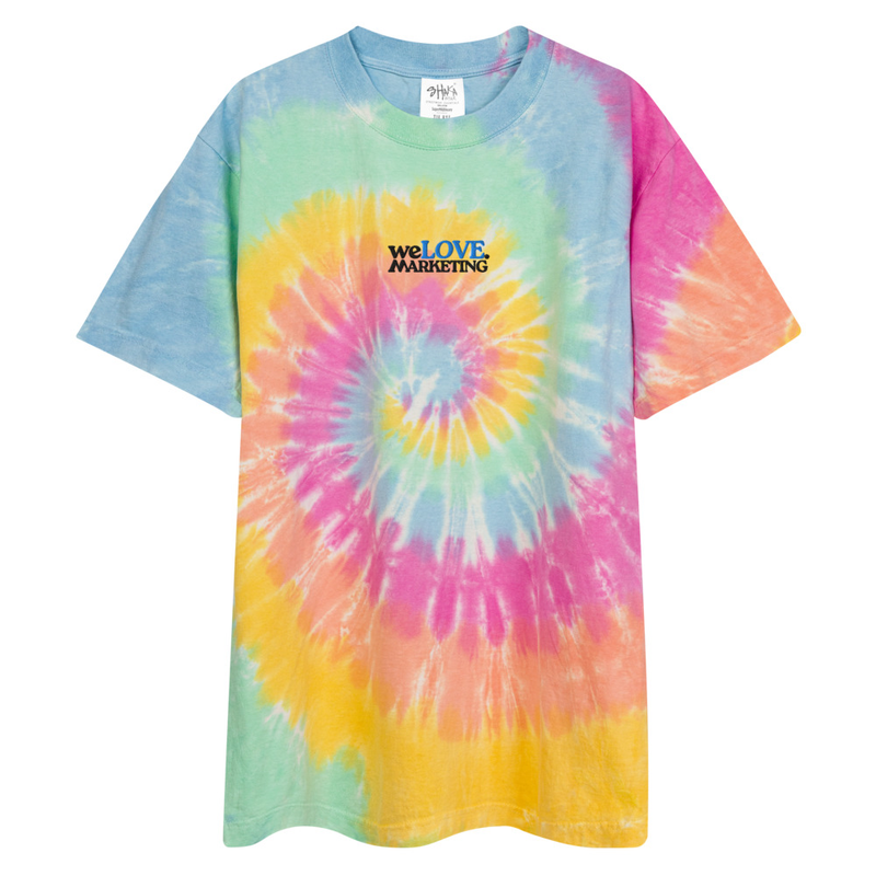 Embroidered Oversized Tie-Dye Shirt – XL, Sherbet rainbow