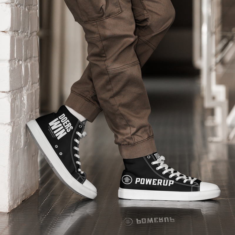 PowerUp "Doers Win" Men’s high top canvas shoes