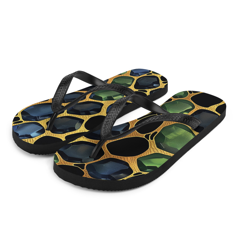 Green & Gold Snake Skin Flip-Flops House or Outdoor Slippers