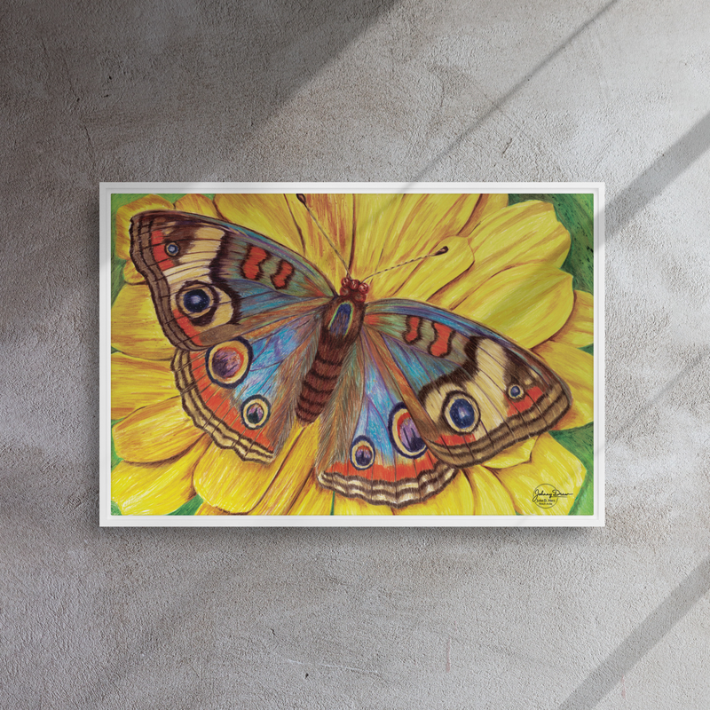 On The Wings of Love Framed canvas – 20″×30″, White