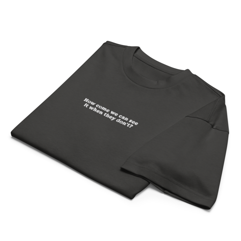lmk - "How come we can see it when they don't?" - Men’s box tee