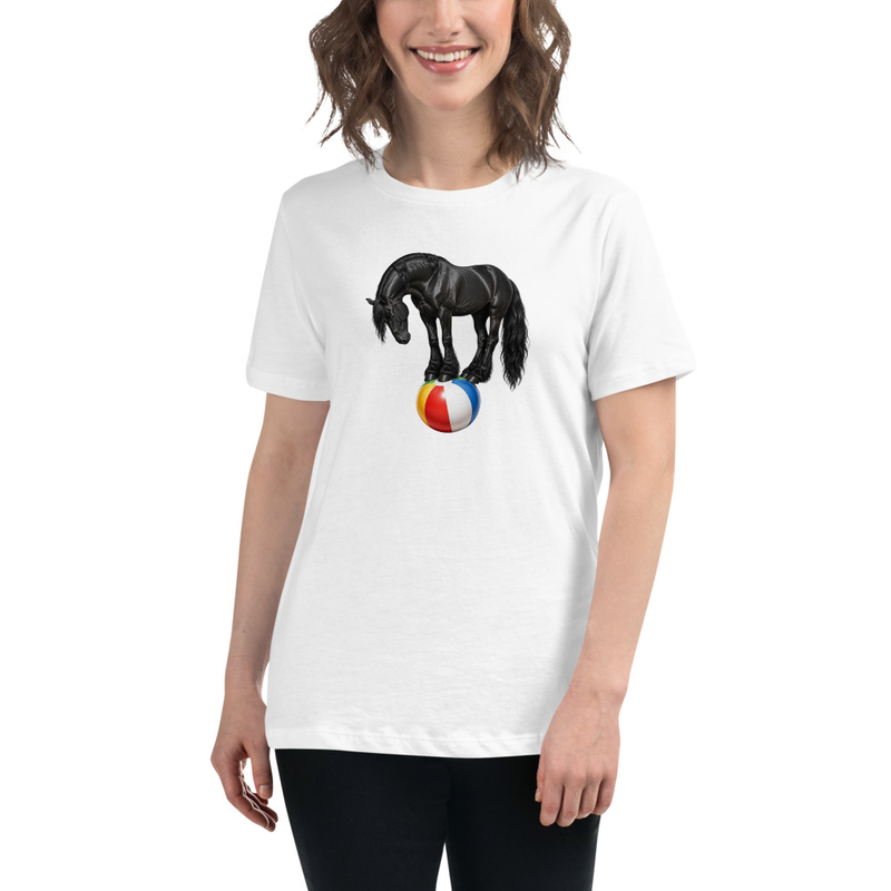 Balancing Friesian Horse Women's Relaxed Tee