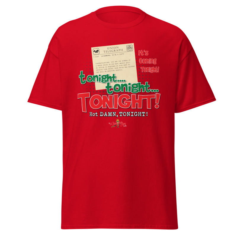 "Tonight Tonight Is The Night!” - Telegram T-Shirt Christmas Story Family Style – XL, Red