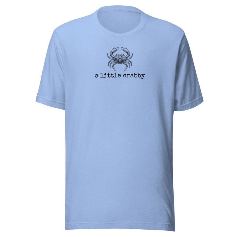 A Little Crabby Tee – M, Heather Carolina Blue