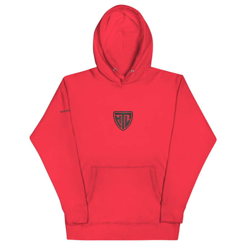 Unisex Black HTL Logo Hoodie – S, Team Red