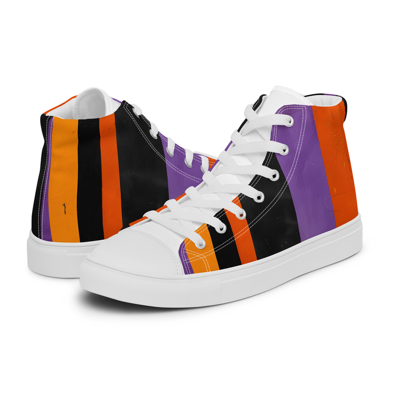 Purple, Orange & Black Geometric Abstraction Men’s high top canvas shoes