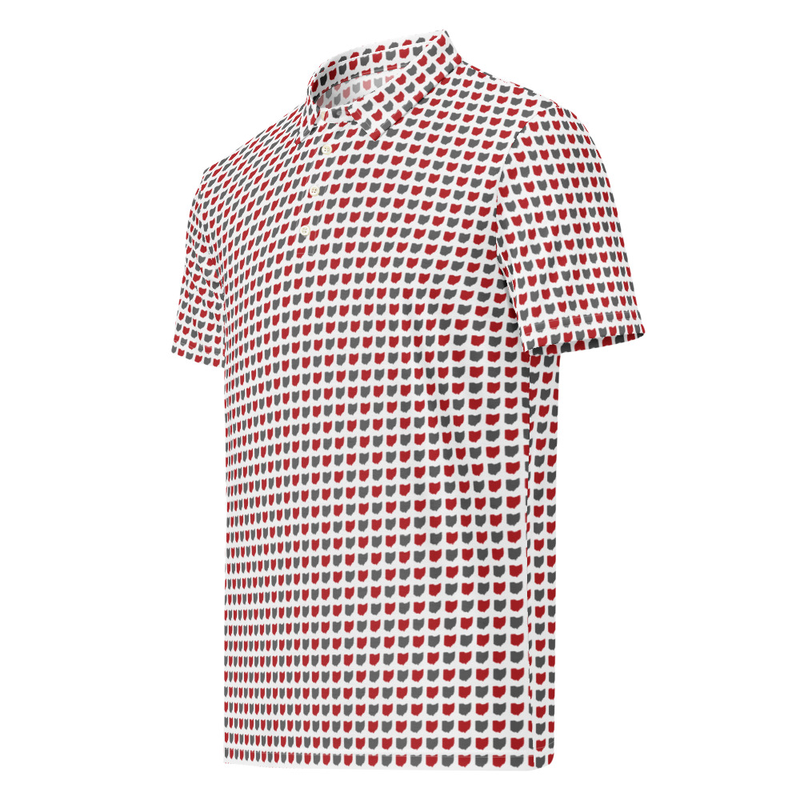 Men's Fitted State of Ohio Polo in Scarlet & Gray