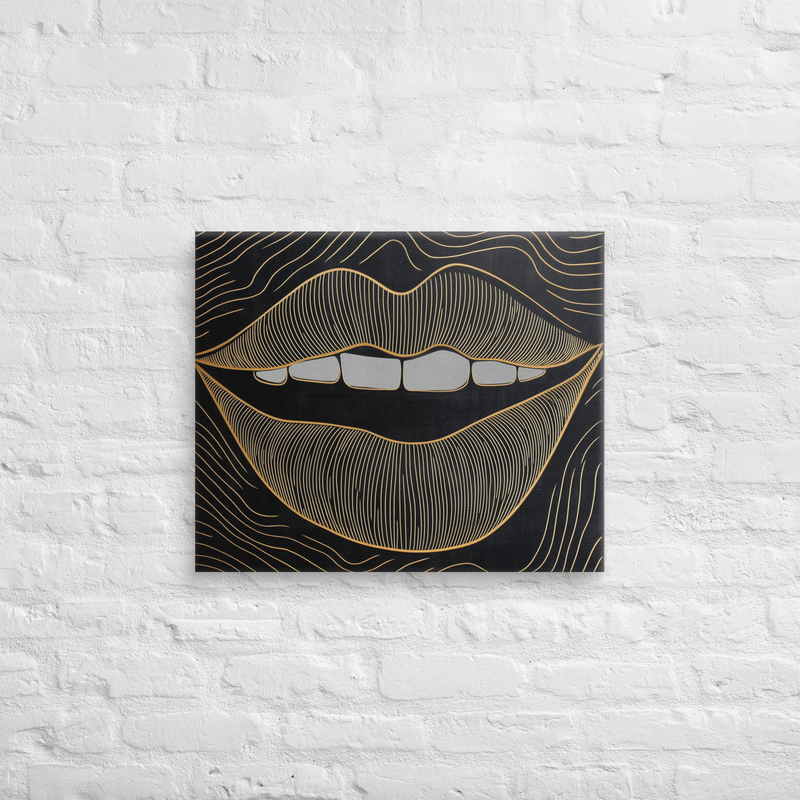 Black & Gold Lips | Wall Art on Canvas
