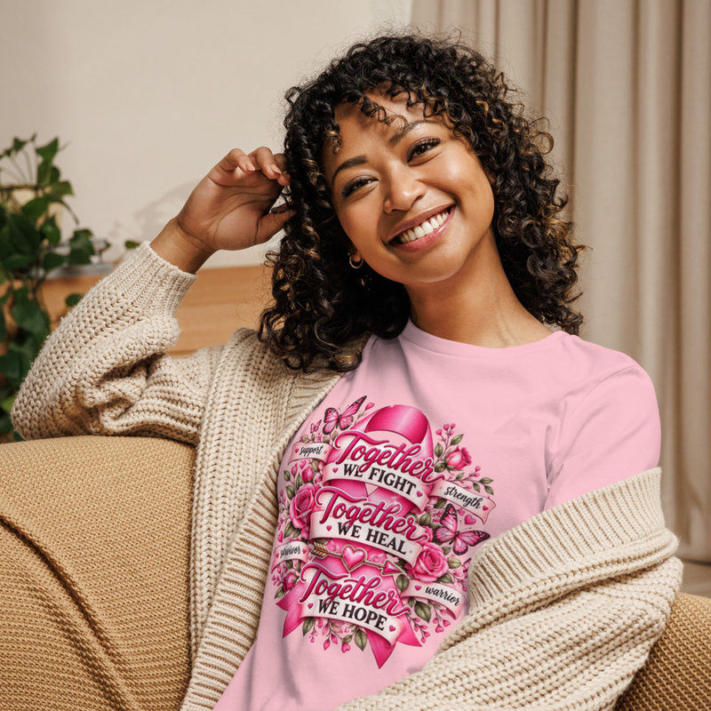 Pink Ribbon Graphic Apparel Together We Fight We Heal We Hope Breast Cancer Awareness Design