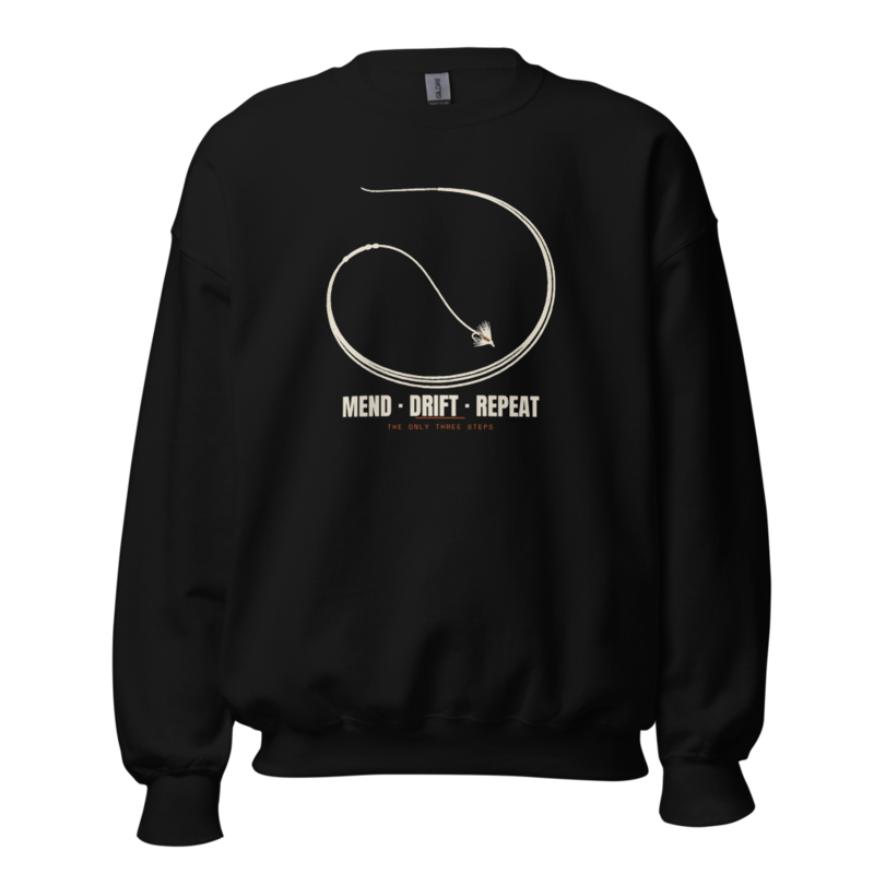 Mend Drift Repeat Crewneck — Fly Fishing merch