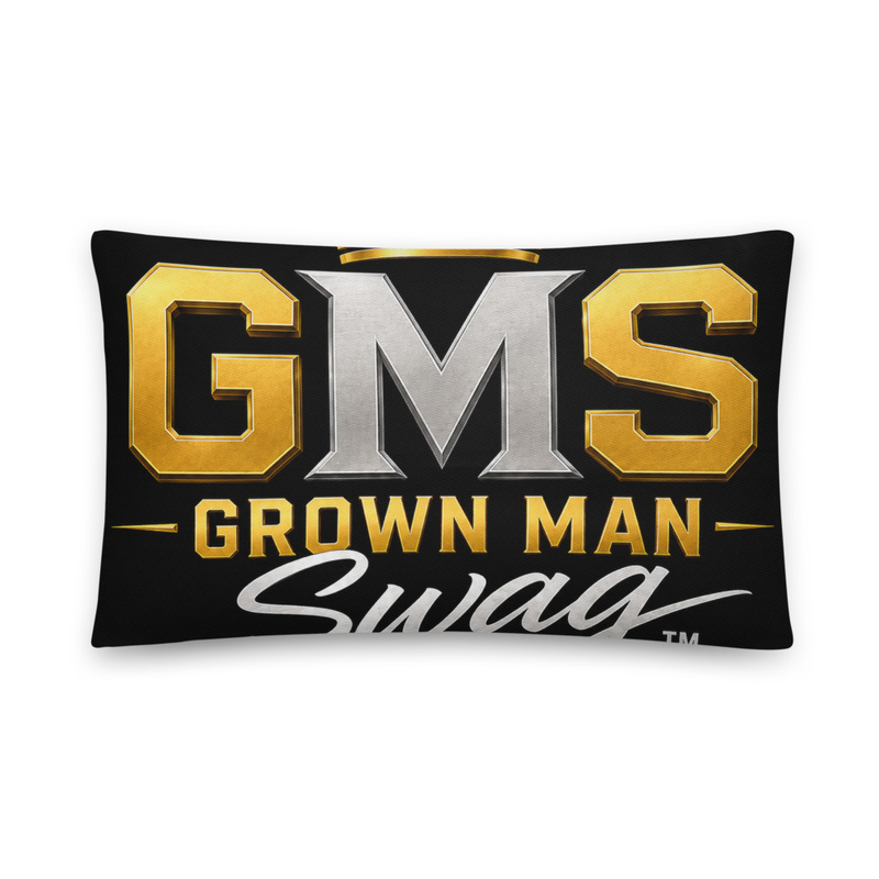 Grown Man Swag™ Signature Premium Cotton Black Throw Pillow | Confidence • Style • Respect – 20″×12″