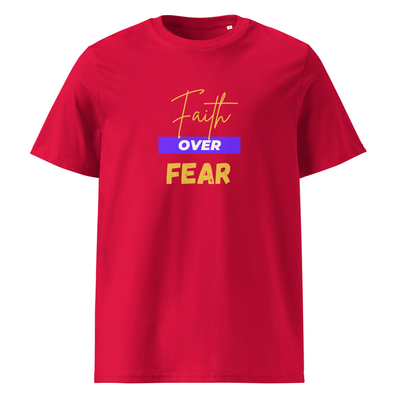 Faith Over Fear Unisex Organic Cotton T-Shirt – M, Red