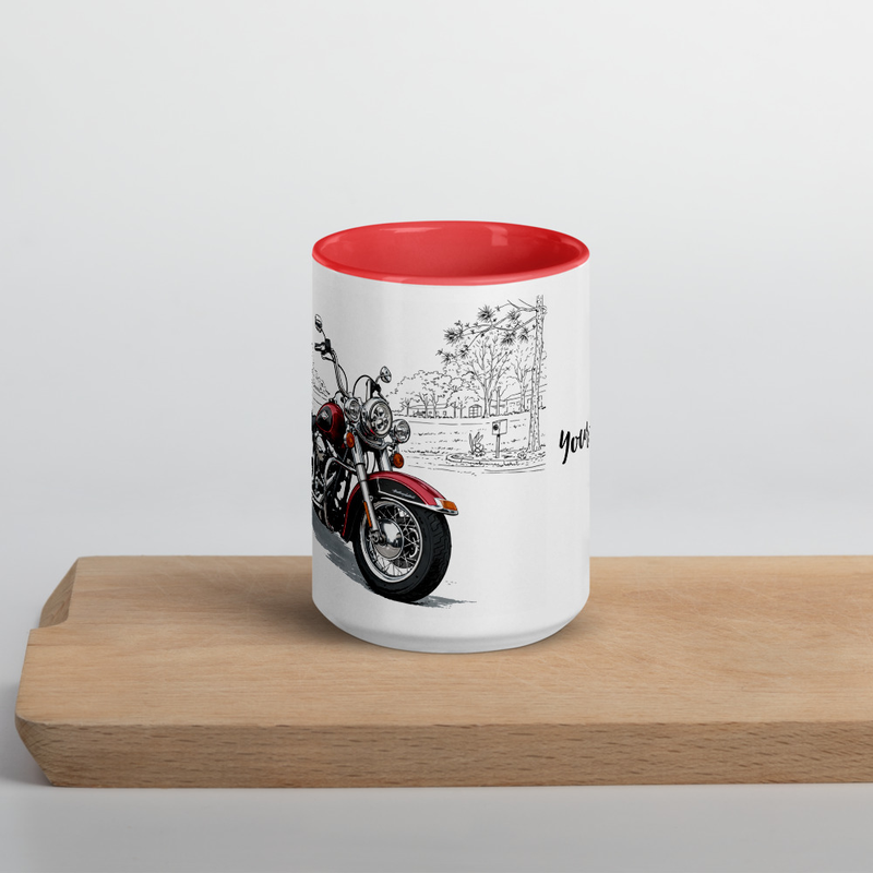 Personalized Motorcycle Mug From Your Photo – 15 oz, Red