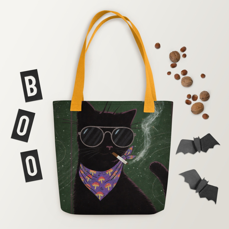 Tote smoking cat bag