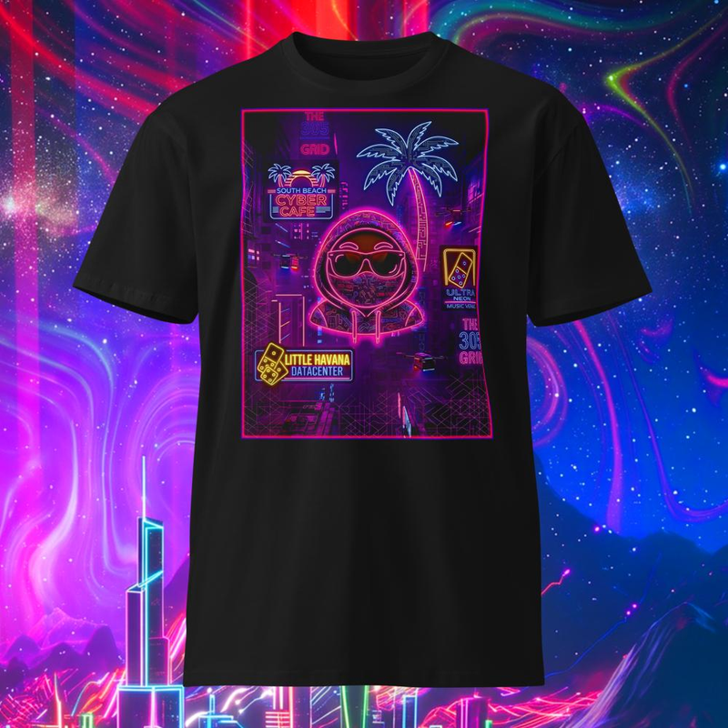 Hipster Hustler Miami South Beach Neon Nights t-shirt