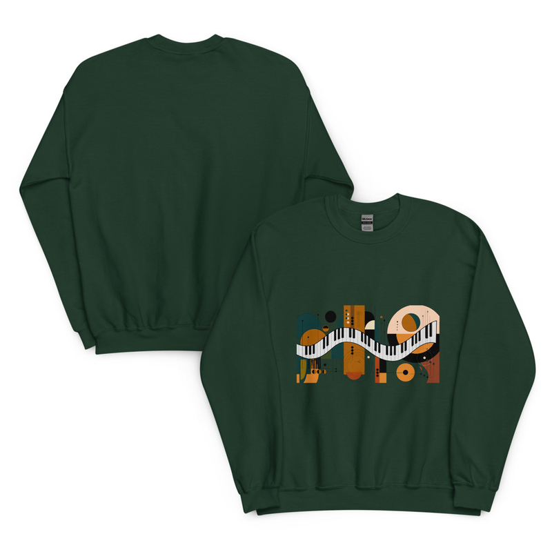 Abstract Piano Unisex Sweatshirt – S, Forest Green