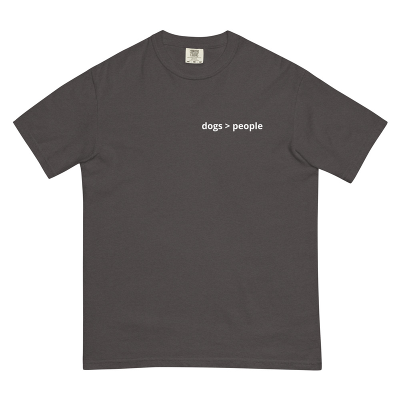dogs > people Unisex garment-dyed heavyweight t-shirt – S, Graphite