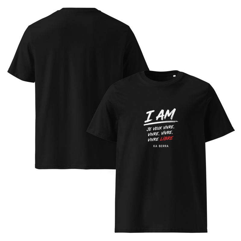T-Shirt Noir « I AM » Unisex Organic Cotton 
