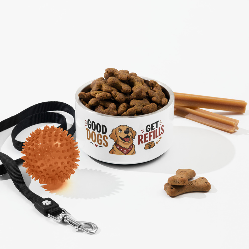 Good Dogs Get Refills Bowl in White