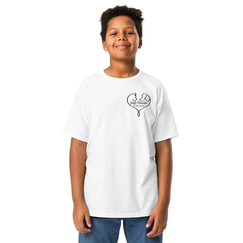 Paw Print Youth T-Shirt Black Logo – XS, White