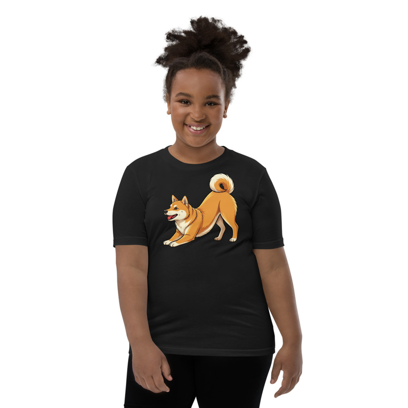 Shiba Inu Downward Dog Yoga Youth T-Shirt