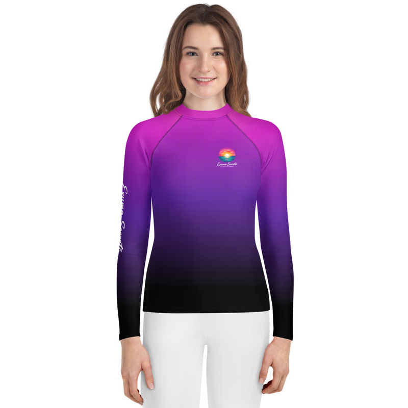 Painted Paradise Youth Rash Guard Pink/Black Ombre'