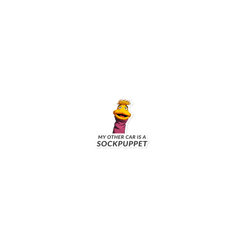 My Other Car is a Sockpuppet Sticker – 15″×3.75″, White