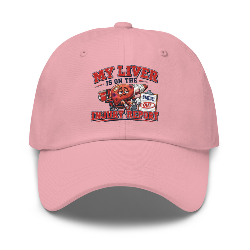 'My Liver is on the Injury Report' Dad Hat – One size, Pink