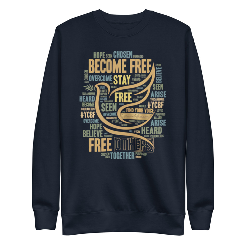 YCBF Word Cloud Sweatshirt – L, Navy Blazer
