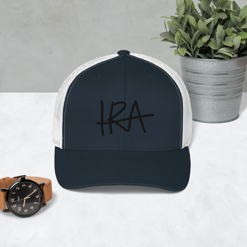 Trucker lippis - Musta logo Navy/ White